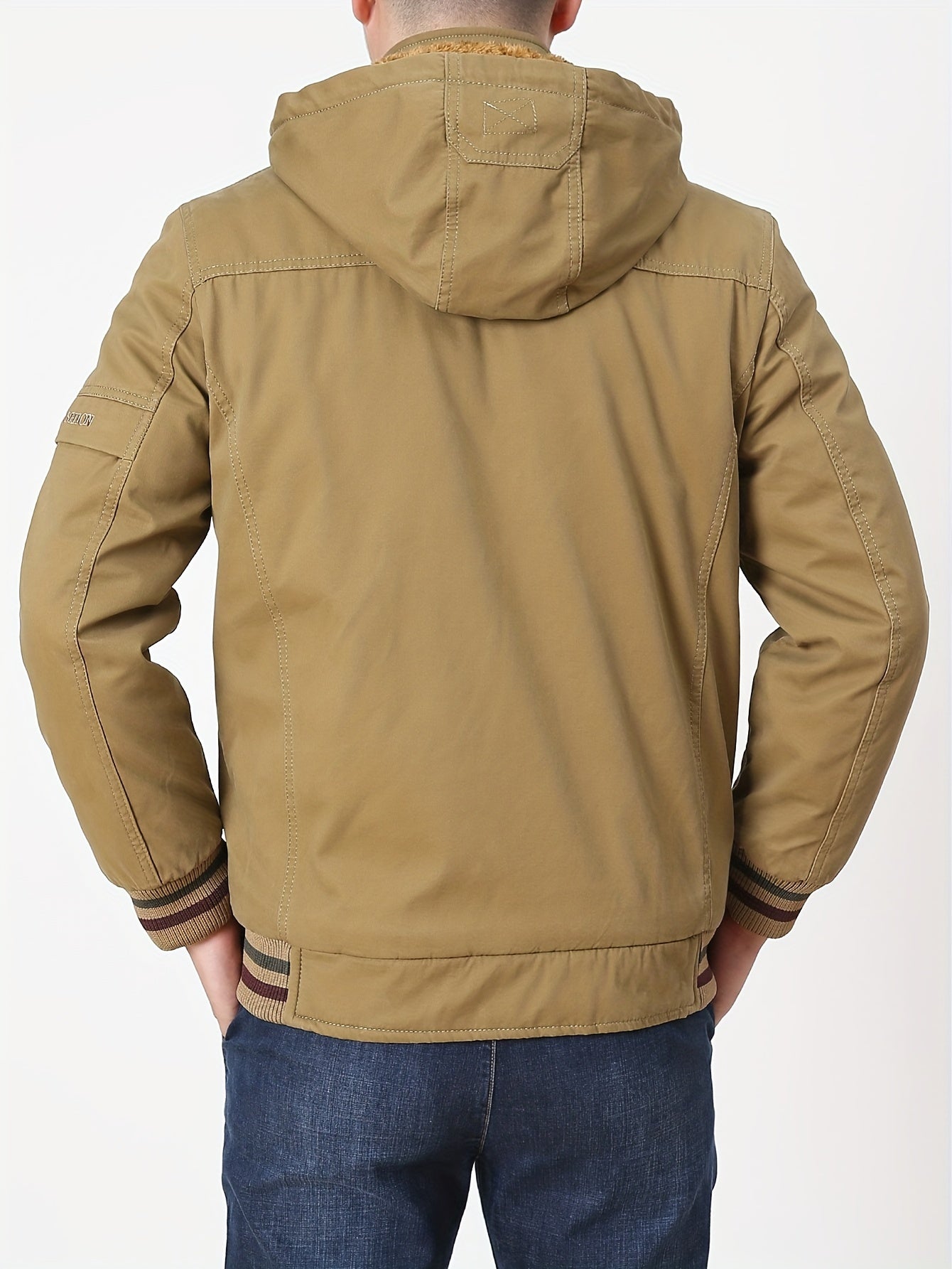 Men's Warm Fleece Cotton Hooded Jacket, Casual Warm Thick Coat For Fall Winter, Father's Gift