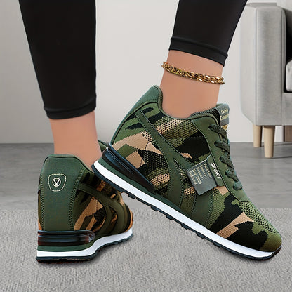 Vibrant Camo Chic Sneakers - Breathable, Lightweight, Comfortable Low Top Running Shoes with Lace Up Closure, Soft Insoles, and Durable Outsoles for Casual Outdoor Activities