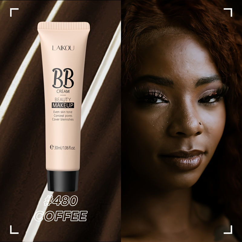 30ml LAIKOU Ultimate Coverage Waterproof BB Cream - Long-Lasting, Oil-Control, Pore-Hiding Foundation Makeup for Flawless, Even-Toned Skin with Natural, Ivory, and Tan Shades