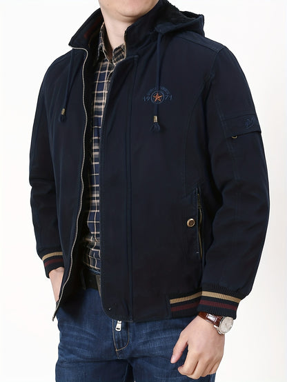 Men's Warm Fleece Cotton Hooded Jacket, Casual Warm Thick Coat For Fall Winter, Father's Gift