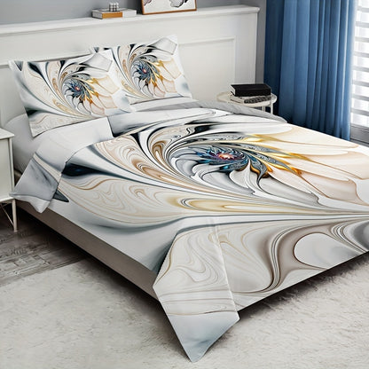 3pcs Duvet Cover Set (1*Duvet Cover + 2*Pillowcase, Without Core), Fashion Luxury Marble Print Bedding Set, Soft Comfortable Duvet Cover, For Bedroom, Guest Room