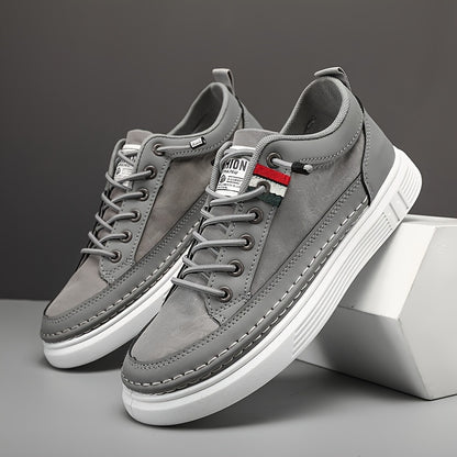 Sleek All-Season Men's Skate Shoes: Street-Style, Non-Slip, Comfort Fit | Solid Color & Elastic Band