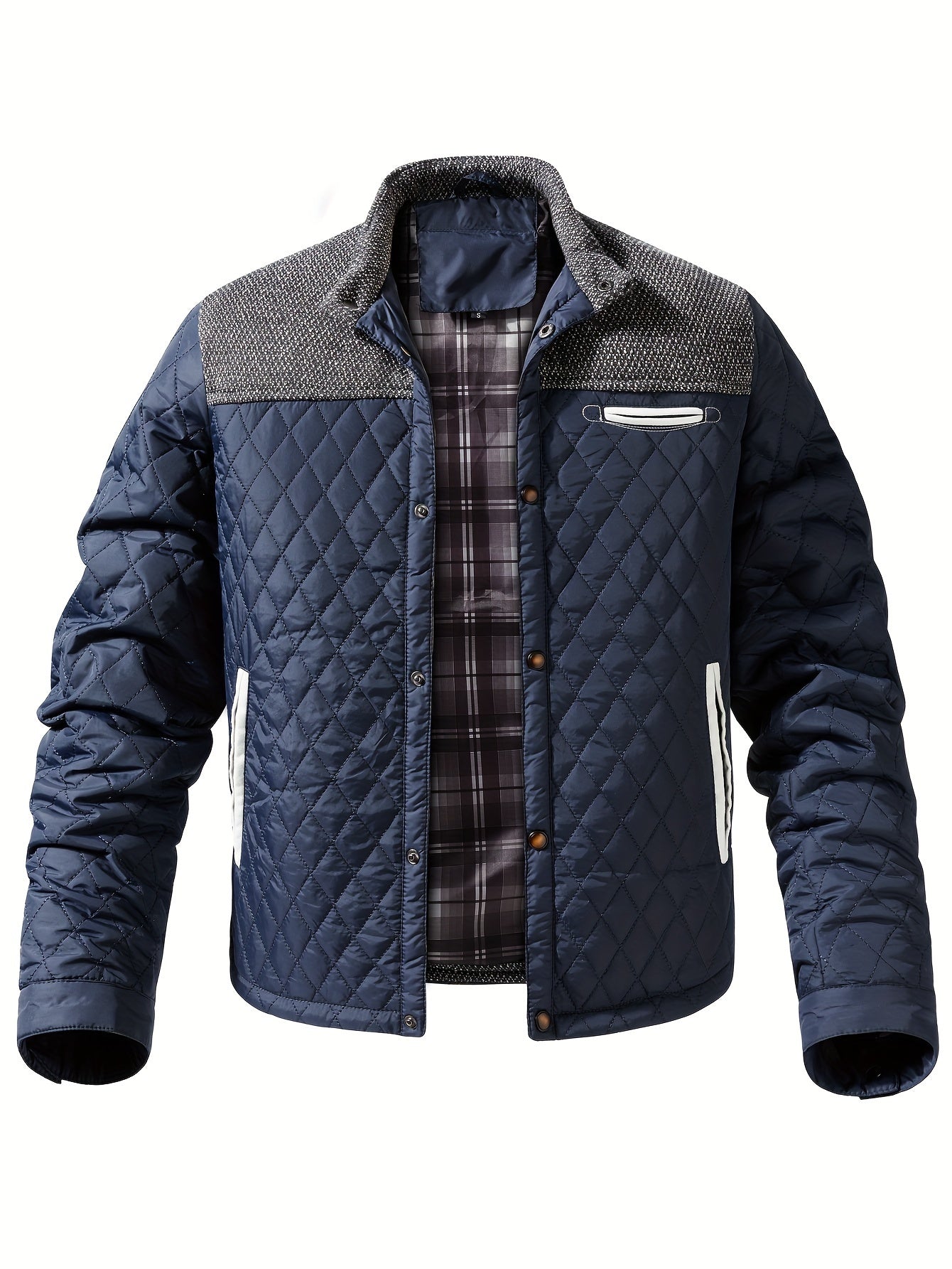 WarmthMax Quilted Jacket for Men - Ultra-Cozy Stand Collar, Insulated, Water-Resistant, and Lightweight for Fall and Winter Outdoor Activities - Perfect for Casual Daily Wear