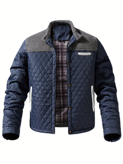 WarmthMax Quilted Jacket for Men - Ultra-Cozy Stand Collar, Insulated, Water-Resistant, and Lightweight for Fall and Winter Outdoor Activities - Perfect for Casual Daily Wear