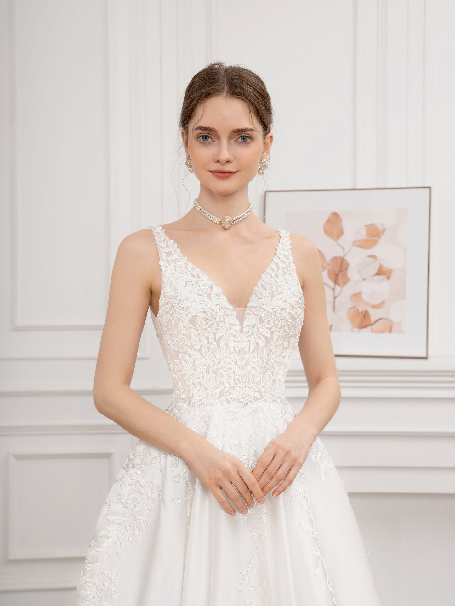 Stunning Lace Splicing V-Neck Formal Gown - Elegant Sleeveless Floor-Length Ball Dress for Wedding Party, Women's Formal Clothing with Delicate Details and Exquisite Craftsmanship for a Timeless Look