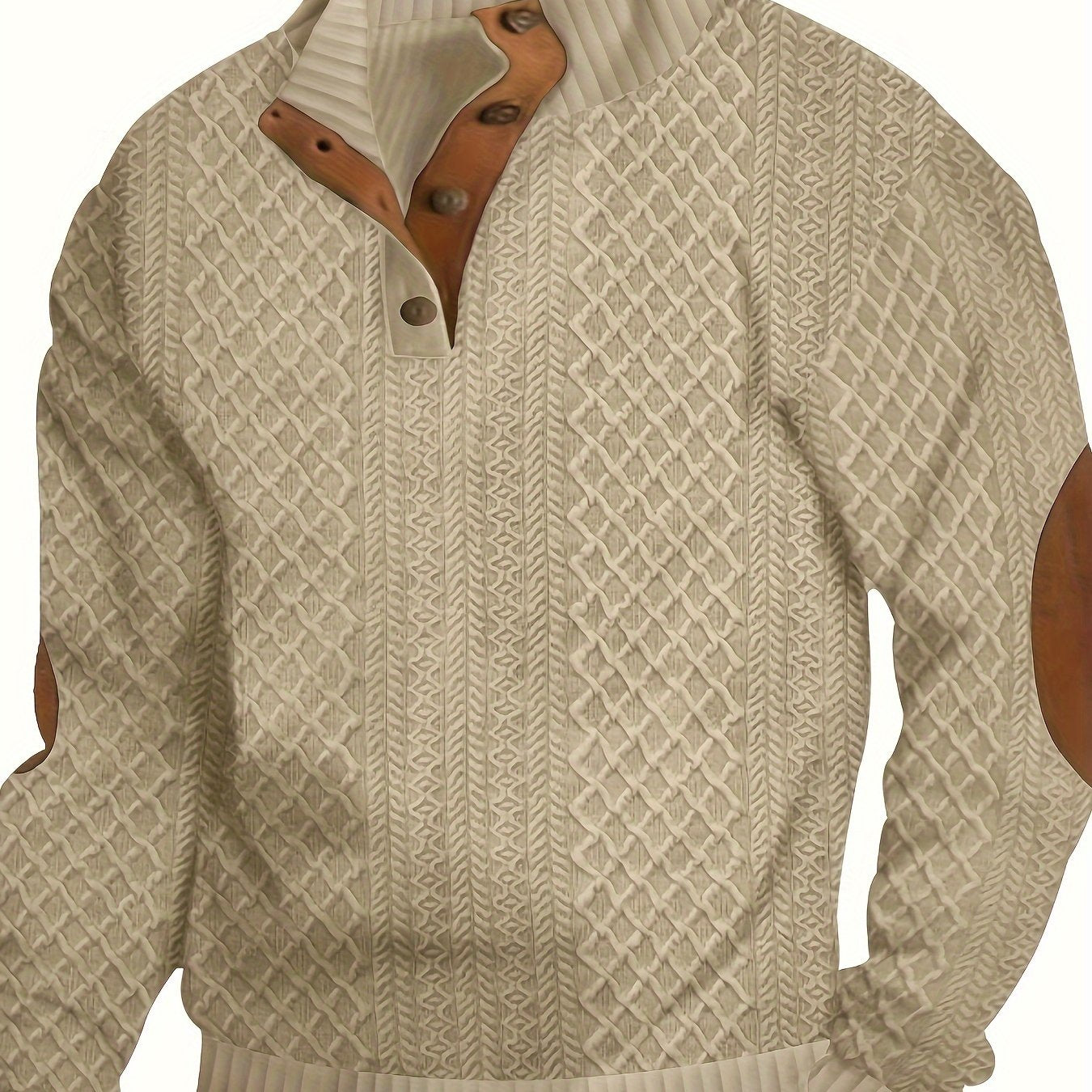 Mens Vintage-Inspired V-Neck Sweatshirt - Comfort Fit, Stand Collar, Durable for Fall/Winter