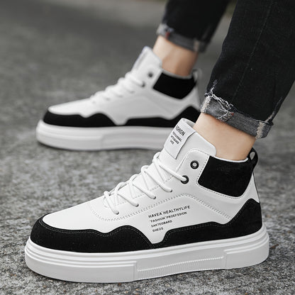 Men's High Top Colour Block Skate Shoes, Comfy Non Slip Lace Up Casual Sneakers For Men's Outdoor Activities