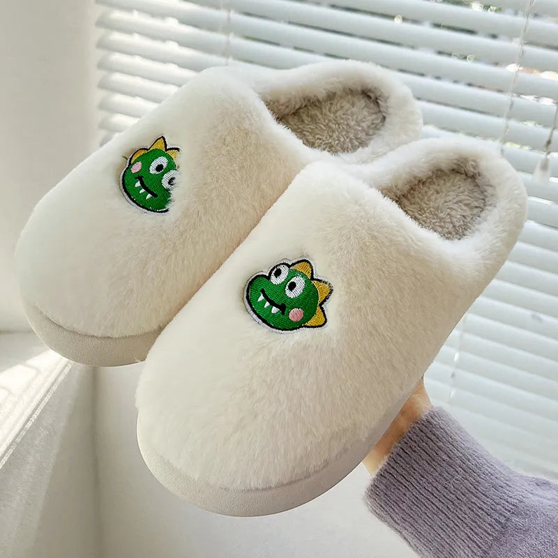 GAI cotton slippers women autumn and winterCartoon cuteness pink green women thick-soled non-slip slippers eur36-41