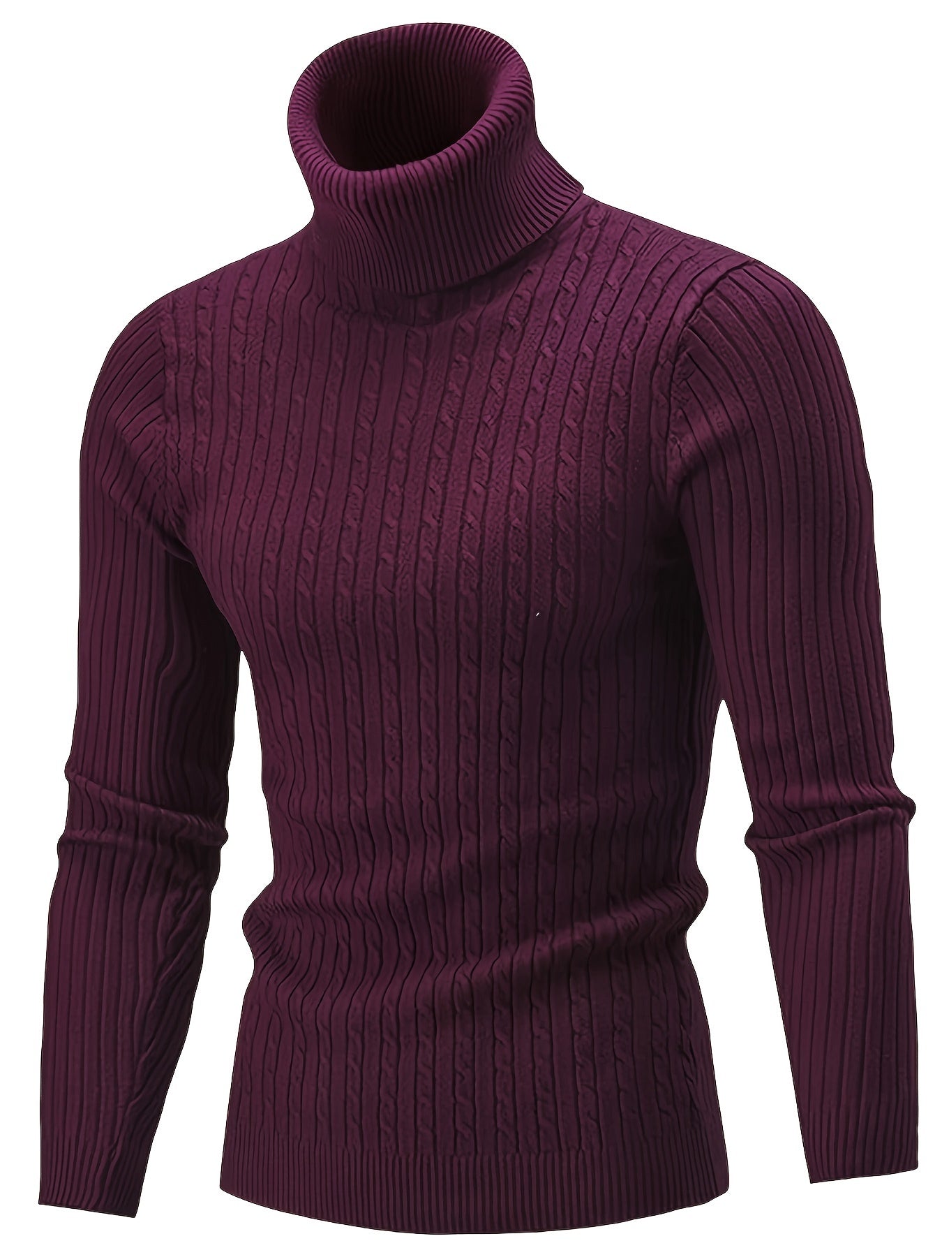 Plus Size Soft Cable Knit Sweater - Fashionable Turtleneck Pullover with Classic Style for Cold Fall and Winter Days - Perfect for Mens Casual Clothing