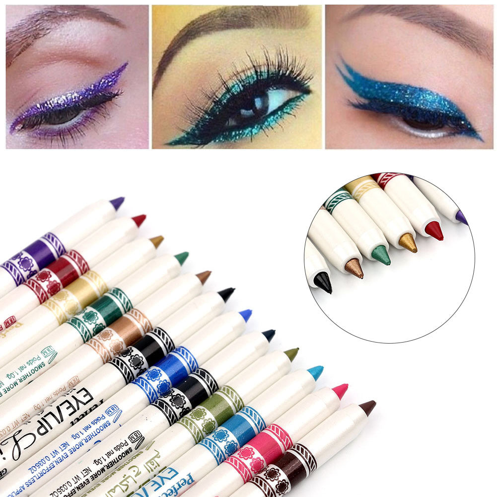 12pcs/set Vibrant Colour Eyeliner Pen Collection - Long-Lasting, Waterproof, Luminous, and Smudge-Proof Eye Makeup Sticks for Music Festival and Everyday Use