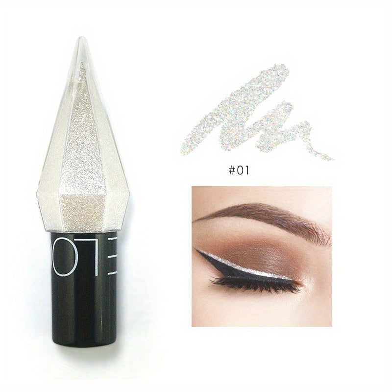 Vibrant Silvery Rose Golden Glitter Sequins Eyeliner Pen - Waterproof, Long-Lasting, Easy-to-Apply Eye Makeup Stick with Shiny Finish - Perfect for Everyday Use, Party, or Special Occasions