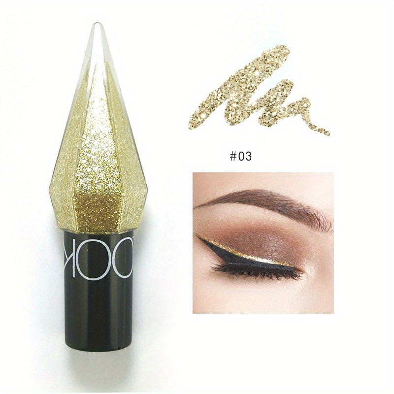 Vibrant Silvery Rose Golden Glitter Sequins Eyeliner Pen - Waterproof, Long-Lasting, Easy-to-Apply Eye Makeup Stick with Shiny Finish - Perfect for Everyday Use, Party, or Special Occasions