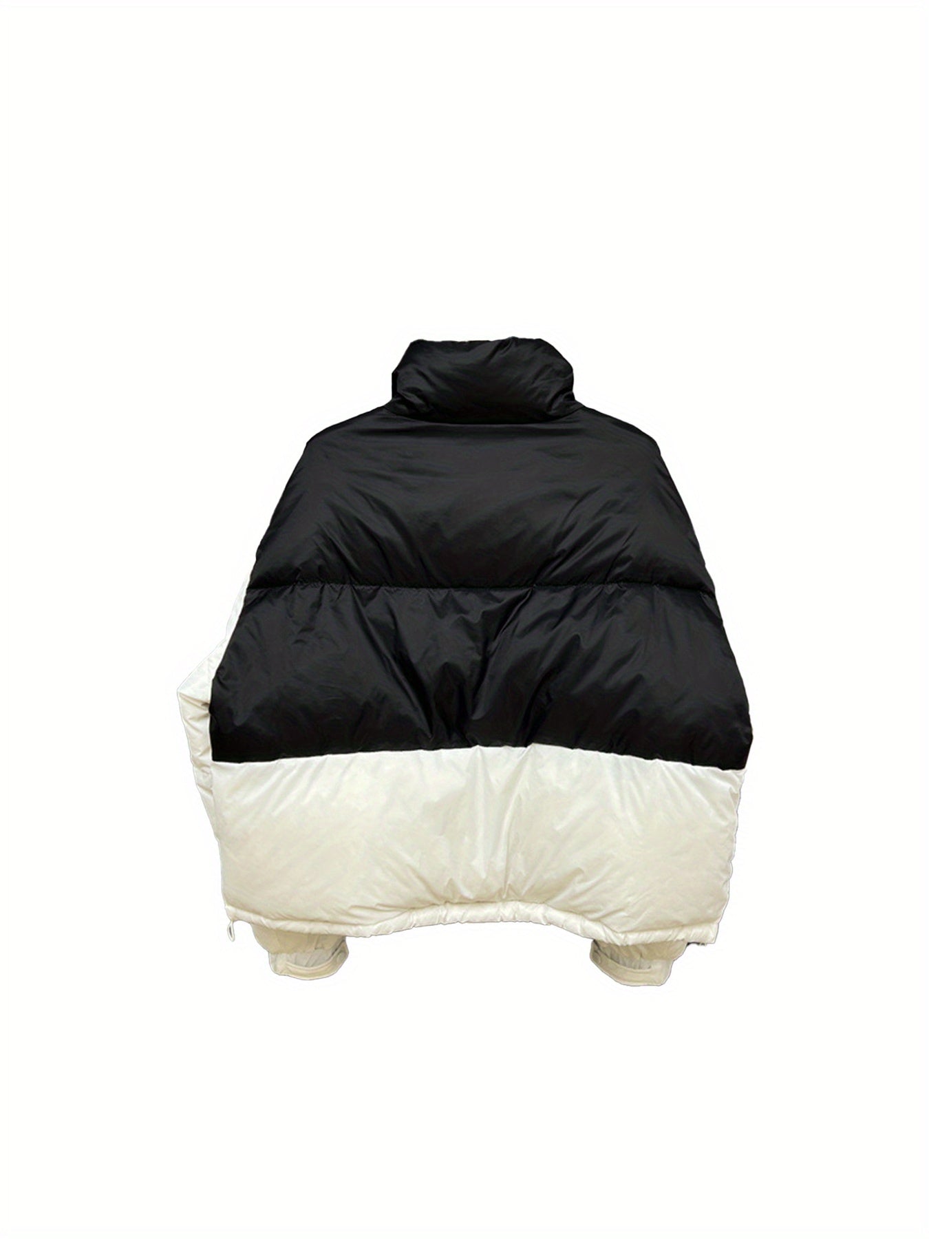 Color Block Puffer Jacket, Winter Warm Long Sleeve Coat For Outdoor Sports, Women's Clothing