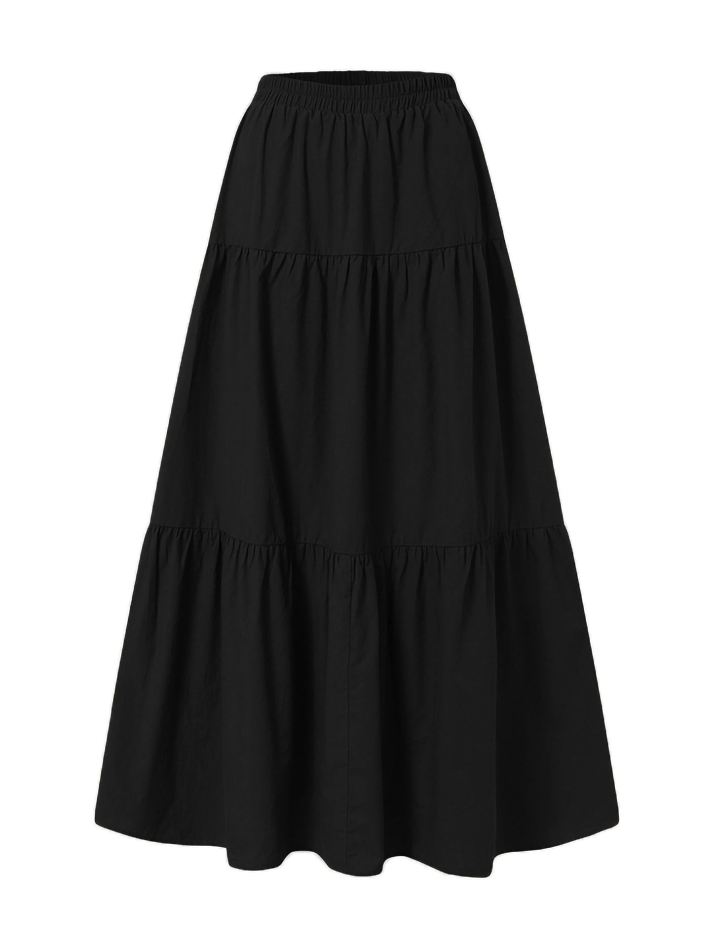 Stylish Women's Long Pleated Skirt - Elastic Waist, Loose Fit, Solid Colors, Simple Chic Design, Comfortable Bottoms for Daily Wear