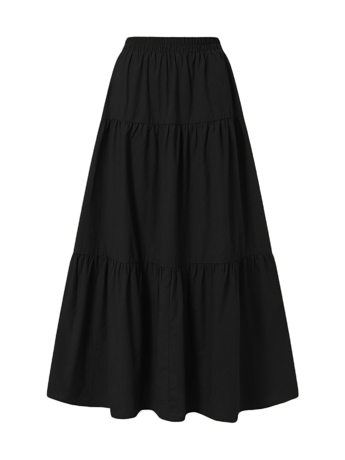 Stylish Women's Long Pleated Skirt - Elastic Waist, Loose Fit, Solid Colors, Simple Chic Design, Comfortable Bottoms for Daily Wear