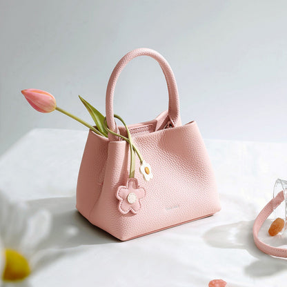 TOUTOU new original design texture leather flower pendant small bucket bag handbag handbag female 40321