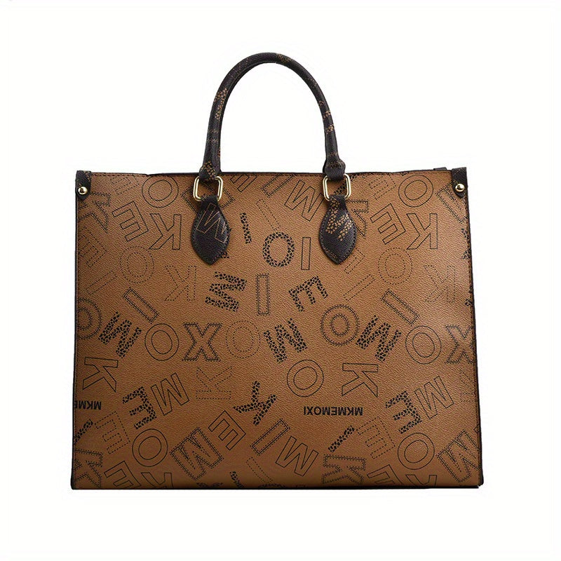 [Fast Arrival] Large Capacity Stylish Letter Design Tote Bag with Zipper Closure for Women - Shoulder Bag