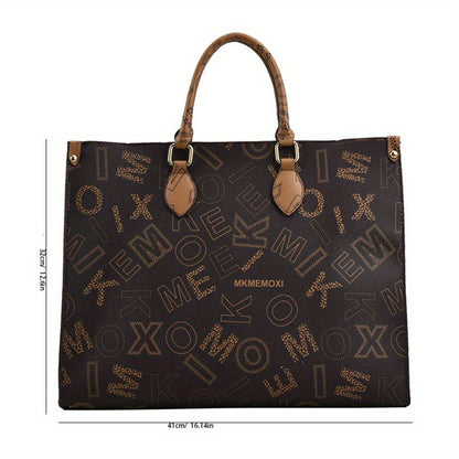 [Fast Arrival] Large Capacity Stylish Letter Design Tote Bag with Zipper Closure for Women - Shoulder Bag