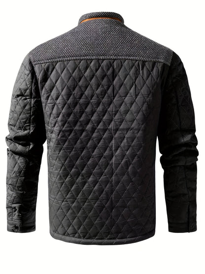 WarmthMax Quilted Jacket for Men - Ultra-Cozy Stand Collar, Insulated, Water-Resistant, and Lightweight for Fall and Winter Outdoor Activities - Perfect for Casual Daily Wear