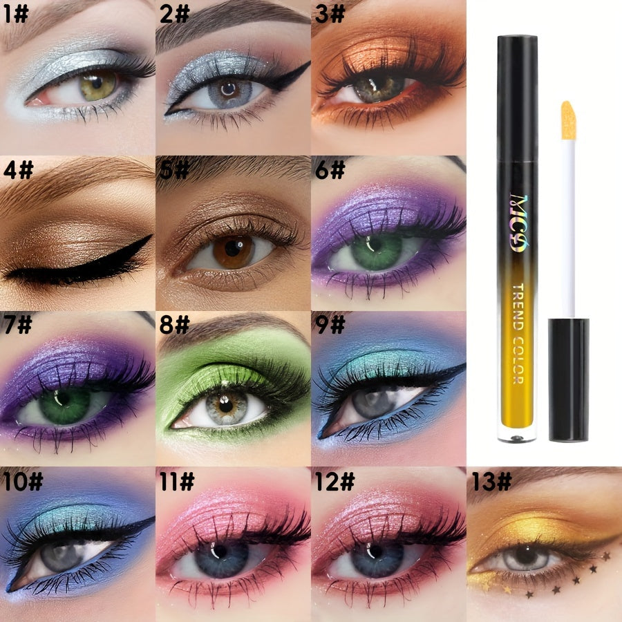 13 Colors Vibrant Liquid Eyeshadow Palette - Long-Lasting Waterproof Smokey Matte Shimmer Glitter Eyeshadow Pigment - Perfect for Mardi Gras, Music Festival, Party, and Everyday Use