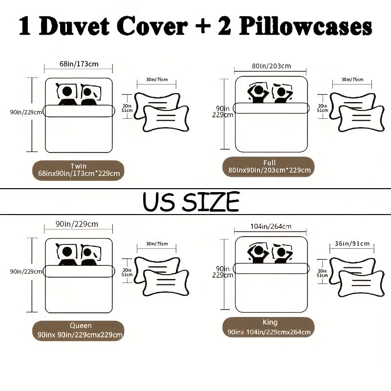 3pcs Duvet Cover Set (1*Duvet Cover + 2*Pillowcase, Without Core), Fashion Queen And King Crown Print Bedding Set, Soft Comfortable And Breathable Duvet Cover, For Bedroom, Guest Room