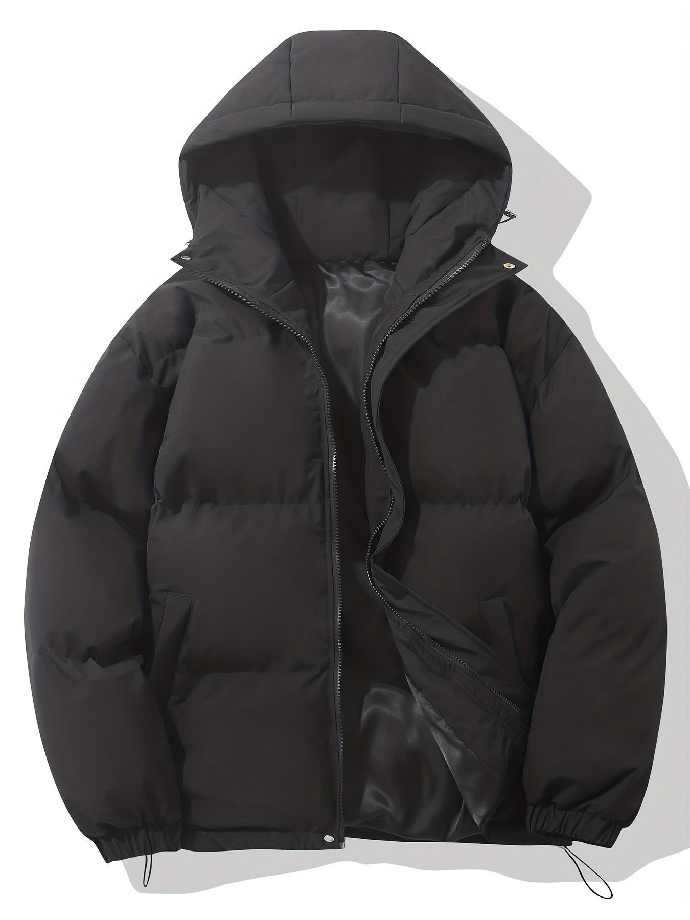 Classic Design Warm Hooded Jacket, Men's Casual Padded Jacket Coat For Outdoor Activities