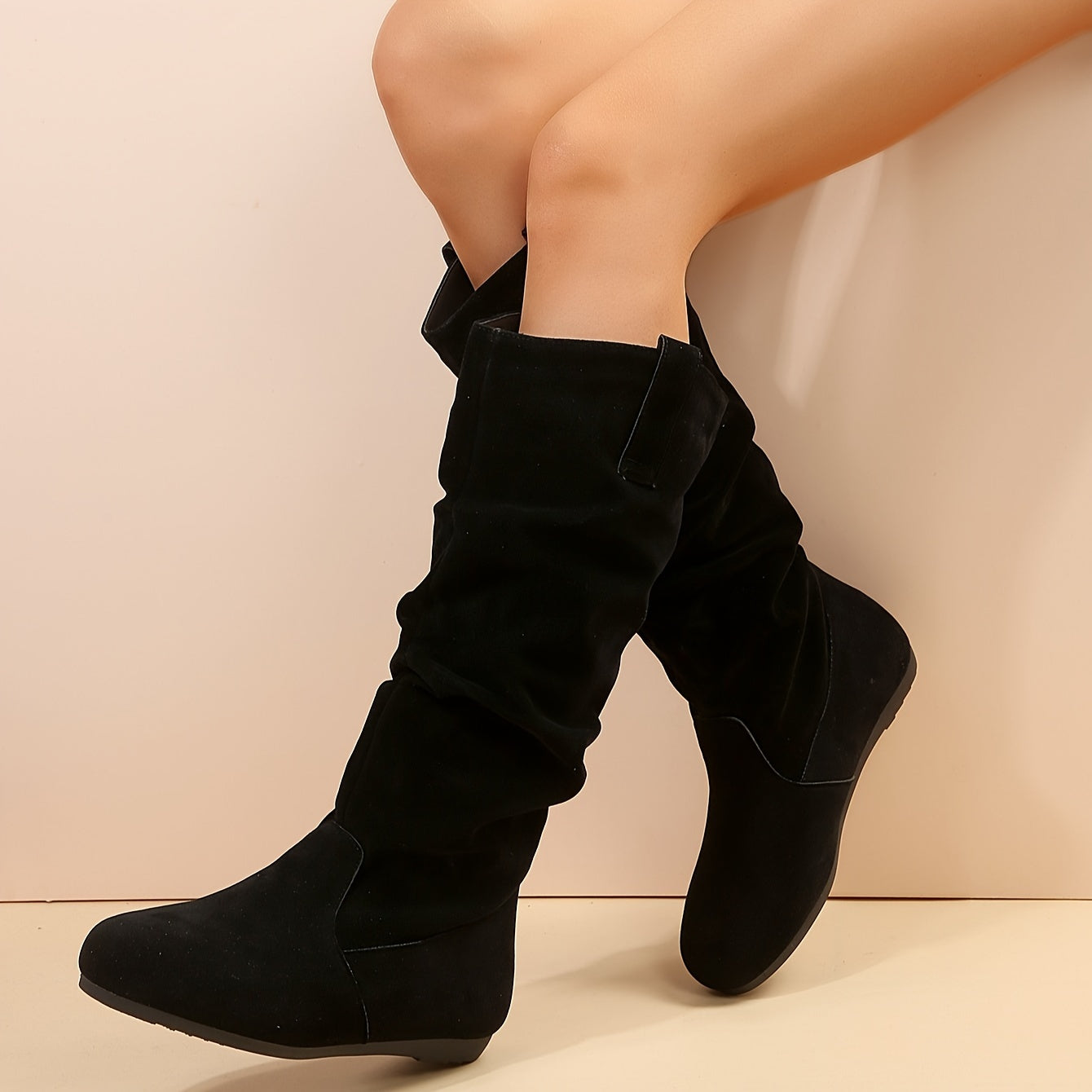 Womens Supreme Comfort Slouchy Knee High Boots - Soft Pull-On, Round Toe, Warm Winter Style - Effortless Slip-On, All-Match Chic Long Boots