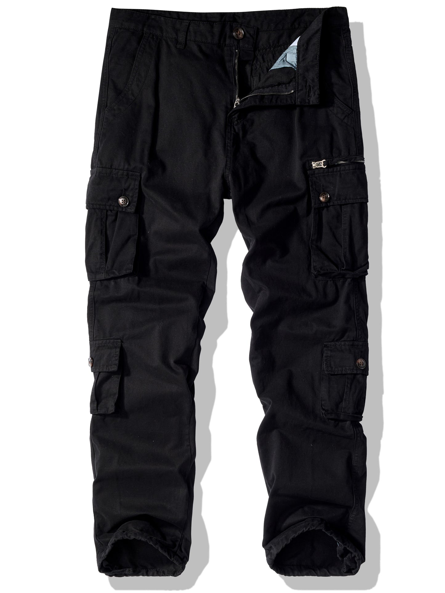 Mens Fashion-Forward Solid Cargo Pants - Durable & Comfortable with Multiple Flap Pockets - Loose Fit for Casual Outdoor, Work & Streetwear - Hip Hop Inspired Style