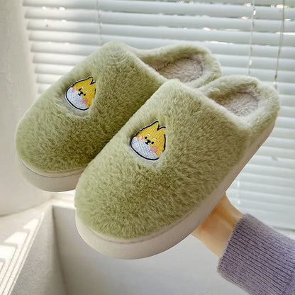 GAI cotton slippers women autumn and winterCartoon cuteness pink green women thick-soled non-slip slippers eur36-41