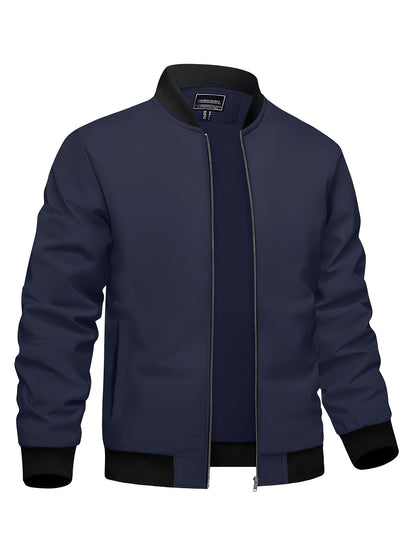 Winter Explorer Jacket - Windproof, Water-Resistant, and Ultra-Comfortable with Multi-Pocket Design, Ribbed Cuffs, and Hem, Full-Zipper Placket, and Skin-Friendly Polyester Fabric - Classic Style, Lightweight, and Fashionable Baseball Jacket for Men