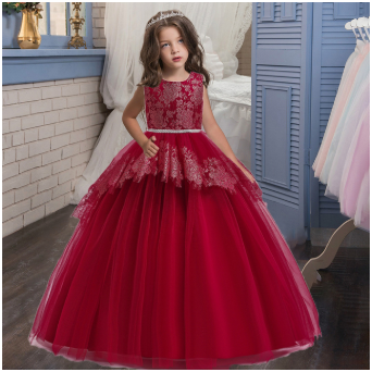 Party gifts Party decoration hot sale new New Quality Party Girl Dress Teenage Christmas Children Wedding Lace Flower Girl Dress Clothes Princess Pageant Long Vestidos