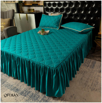   Christmas Princess Bedding Bed Skirt bedspread Pillowcases Winter Thick Warm Lace Bed Sheets Mattress Cover King Queen Size Bed Cover