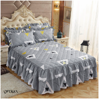   Christmas Princess Bedding Bed Skirt bedspread Pillowcases Winter Thick Warm Lace Bed Sheets Mattress Cover King Queen Size Bed Cover