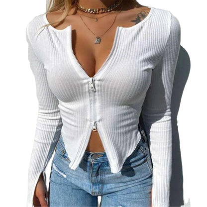 eybag going out outfits New Sexy Zipper Cardigan Long-Sleeved Top Autumn Women's Clothing Large