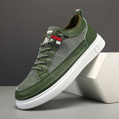 Sleek All-Season Men's Skate Shoes: Street-Style, Non-Slip, Comfort Fit | Solid Color & Elastic Band