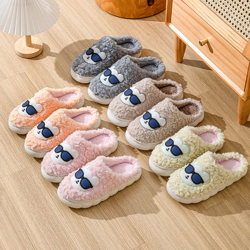 GAI GAI Vintage slippers for women Autumn-winter cotton shoes Indoor brown pink black warm plush slippers eur36-41