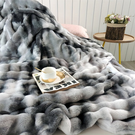 Ultra-Soft Tie-Dye Faux Fur Throw Blanket - Versatile, Machine Washable for Couch, Sofa, Bedroom & Living Room