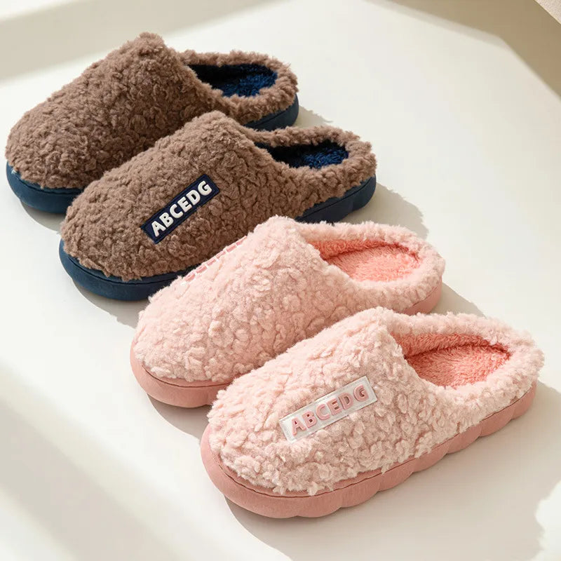 GAI GAI Winter slippers Plush thermal room Pink white blue non-slip women slippers