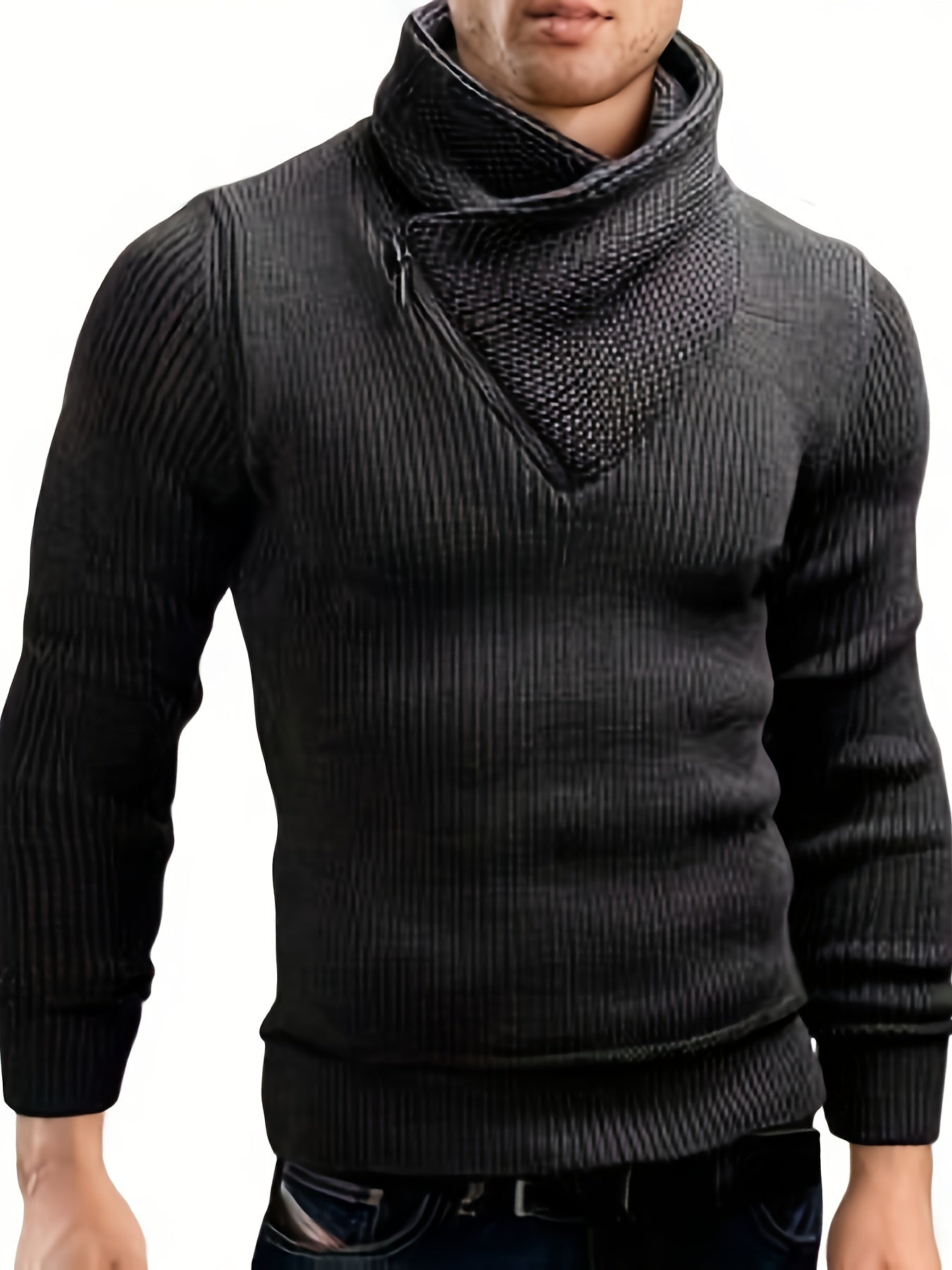 Plus Size Mens Soft Knit Turtleneck Sweater - Classic Comfortable Design for Spring Fall Winter - Cozy Mens Clothing for Casual Wear