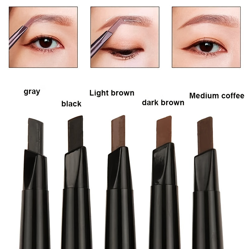 Waterproof 5 Colors Natural Makeup Double Heads Automatic Eyebrow Pencil Waterproof Long-lasting Easy Ware Eyebrow Pen With Eyebrow Brush