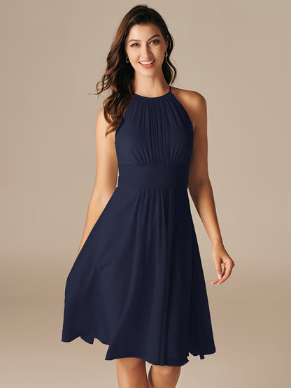 Stunning AlicePub Halter Neck Chiffon Bridesmaid Dress - Short, Formal, Flowy, and Elegant Party Dress for Women - Perfect for Wedding, Prom, and Special Occasions