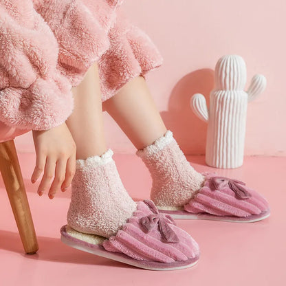 GAI Winter cotton slippers Warm plush slippers women non-slip home comfort pink cartoon slippers size36-41