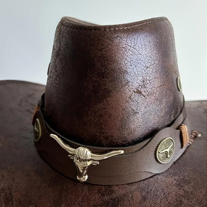 Unisex Flat Top Cowboy Hat - Chic Western Style - Breathable Design for Summer Sun Shielding & Outdoor Adventures