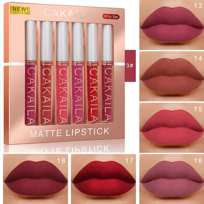 6Pcs Matte Liquid Lipstick Set Lip Stain Makeup, 24 Hour Long Lasting Waterproof Dark Red Matte Matt Lipsticks Lip Gloss Sets For Women Valentine's Day Gifts For Music Festival