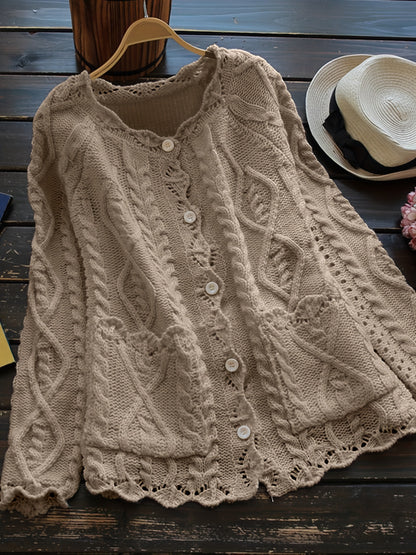 Plus Size Cozy Textured Knit Cardigan Sweater - Soft, Casual, Long Sleeve, Open Front, Relaxed Fit, Womens Curve-Hugging Clothing for Everyday Wear