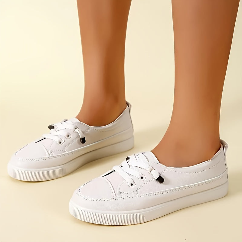 Comfortable White Slip-On Sneakers - Ultra-Comfortable Design, Easy Slip-On Style, Low-Profile Top for Casual Look, Versatile for Various Occasions - Designed Specifically for Active Women, Perfect for Daily Errands, Outdoor Activities, and Leisure Time,