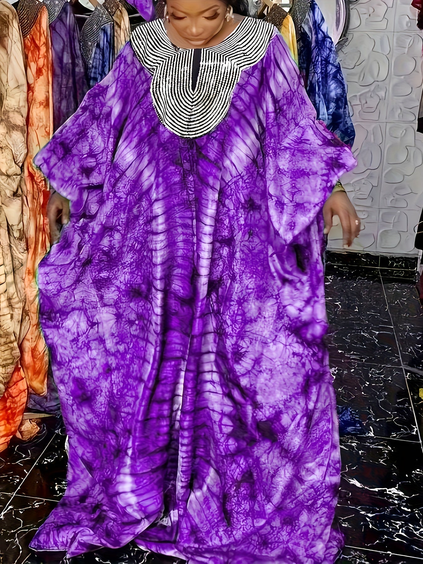 Women's Elegant Sequin-Embellished Kaftan Dress - Modest Maxi Length, All Over Print, Perfect for Ramadan & Special Occasions - Comfortable & Stylish Attire