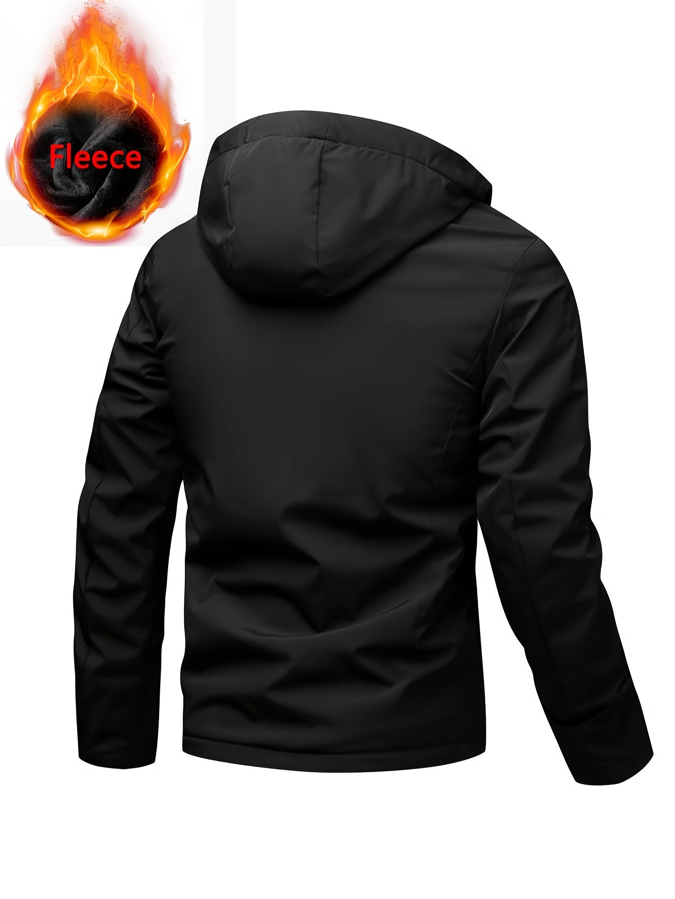 Men's Casual Fleece-Lined Hooded Jacket, Long Sleeve Zip Up Coat With Pockets, Autumn/Winter Wear