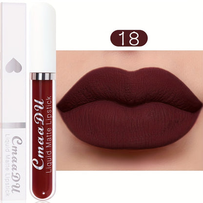 (Velvet Chocolate) Matte Liquid Lipstick Women's Lip Gloss Set 18 Colors Original Matte Long-lasting Dark Red Original 24-hour Makeup Lipstick Long-lasting Waterproof Valentine's Day Gifts For Music Festival