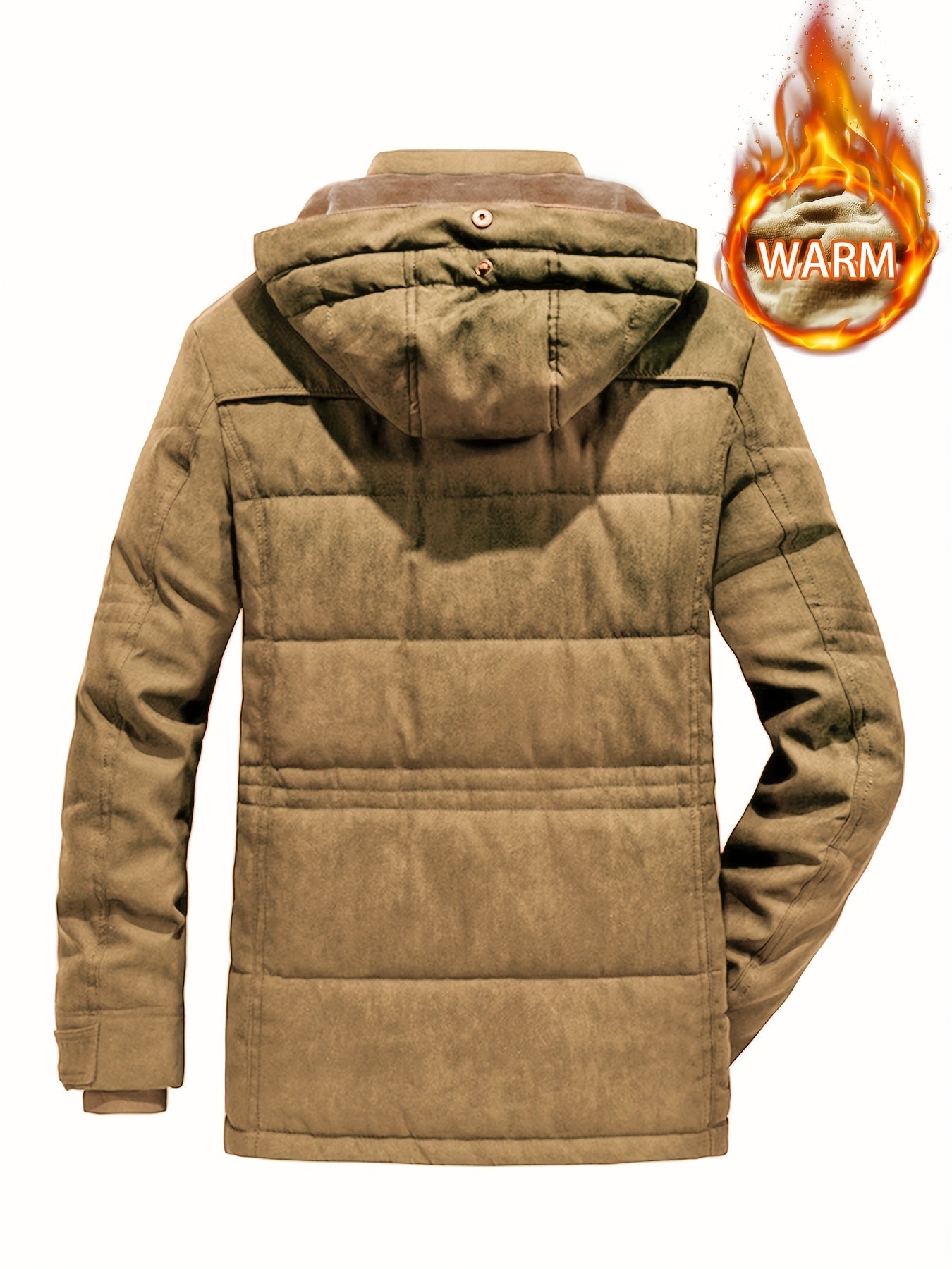 Winter Explorer's Dream - Ultra-Warm, Windproof, and Water-Resistant Hooded Jacket with Plush Retro Design for Men - Perfect for Autumn, Winter, and Snowy Days Outdoors